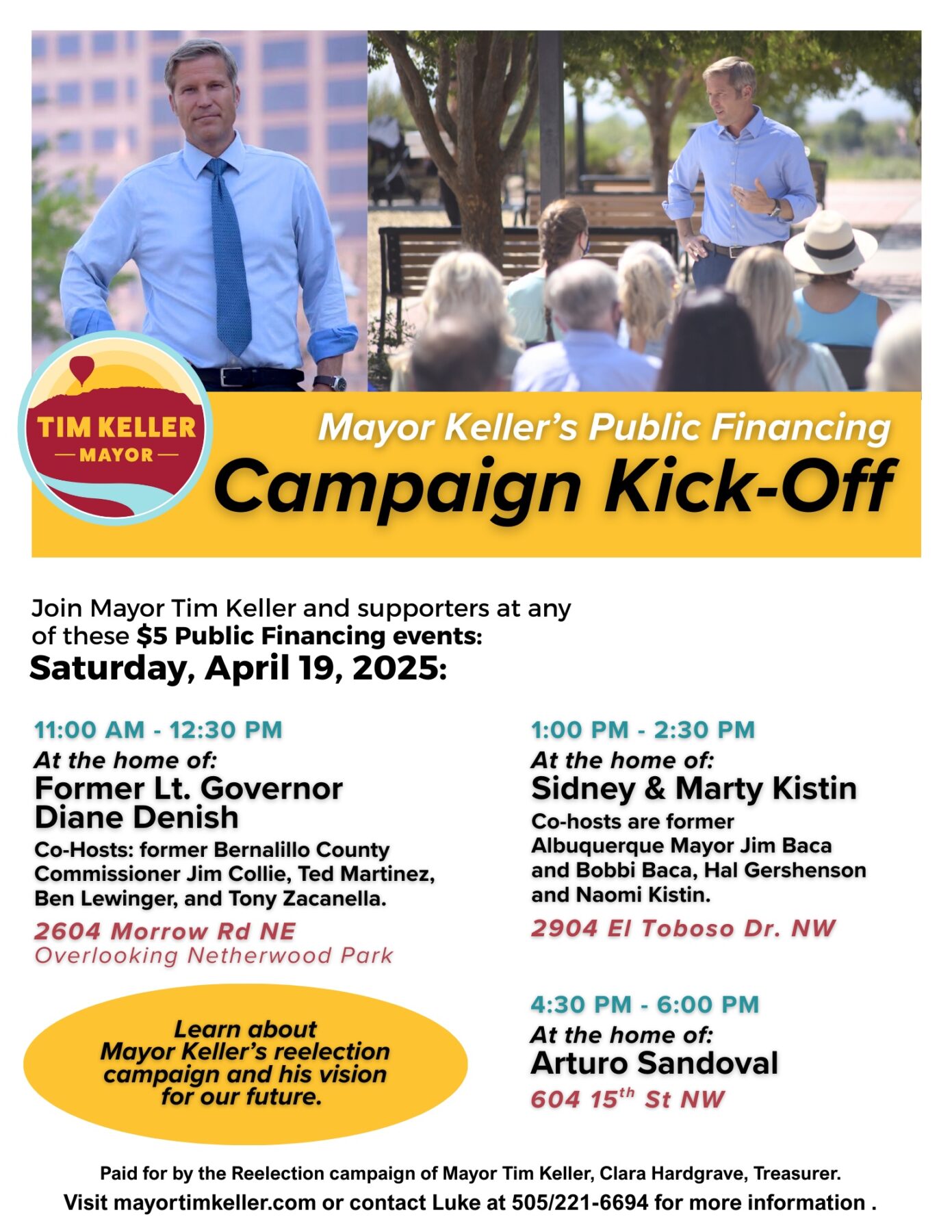 Join us for Mayor Tim Keller’s $5 Public Finance Kickoff!