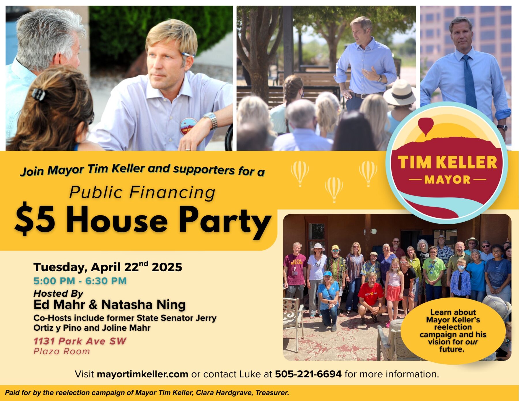 Join us: Mayor Tim Keller’s $5 House Party (W. of Downtown)!