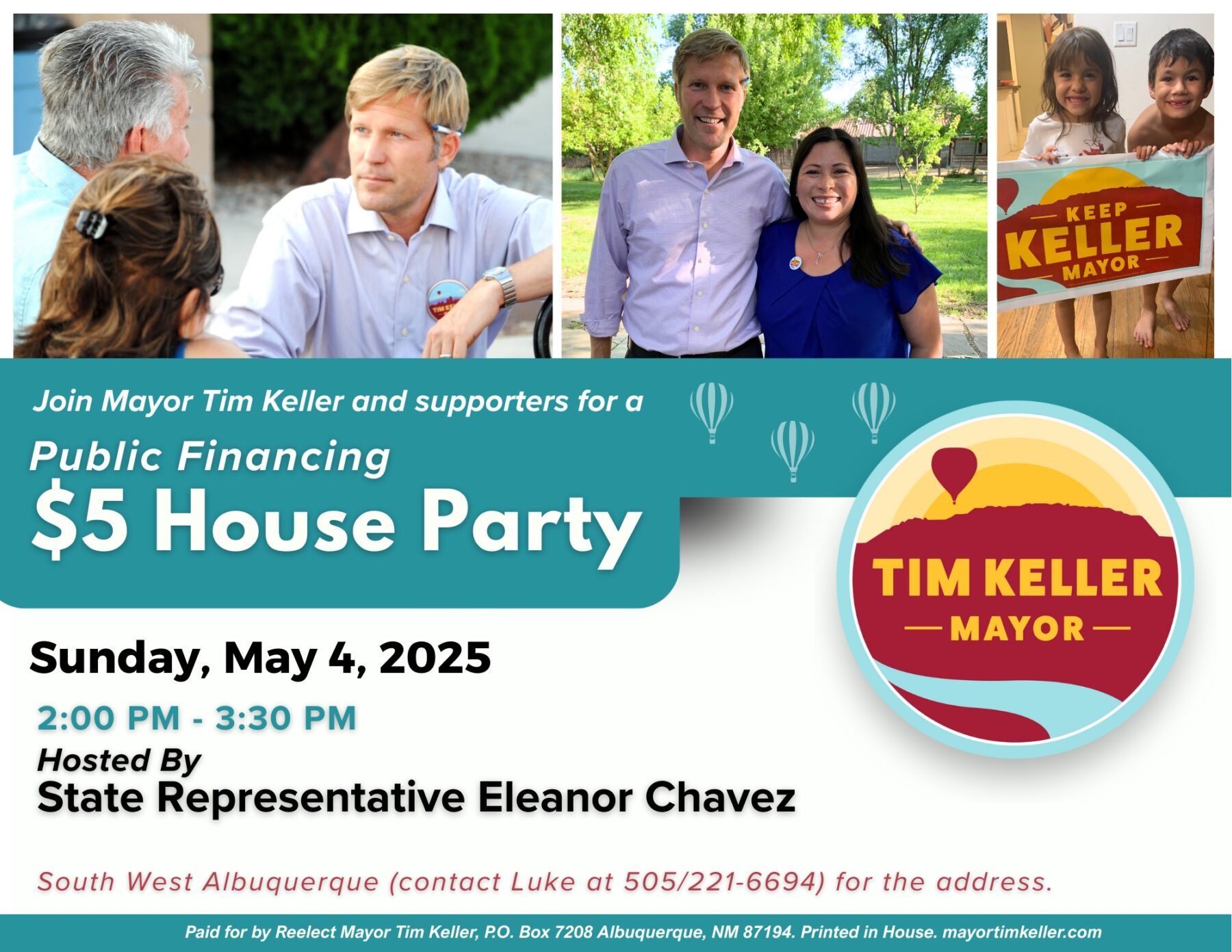Mayor Tim Keller’s $5 House Party (South West ABQ)—Join us!