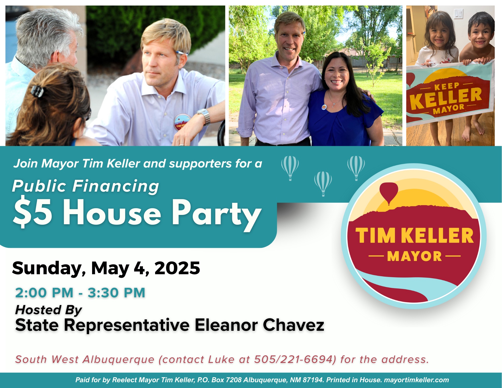 Mayor Tim Keller’s $5 House Party (South West ABQ)—Join us!