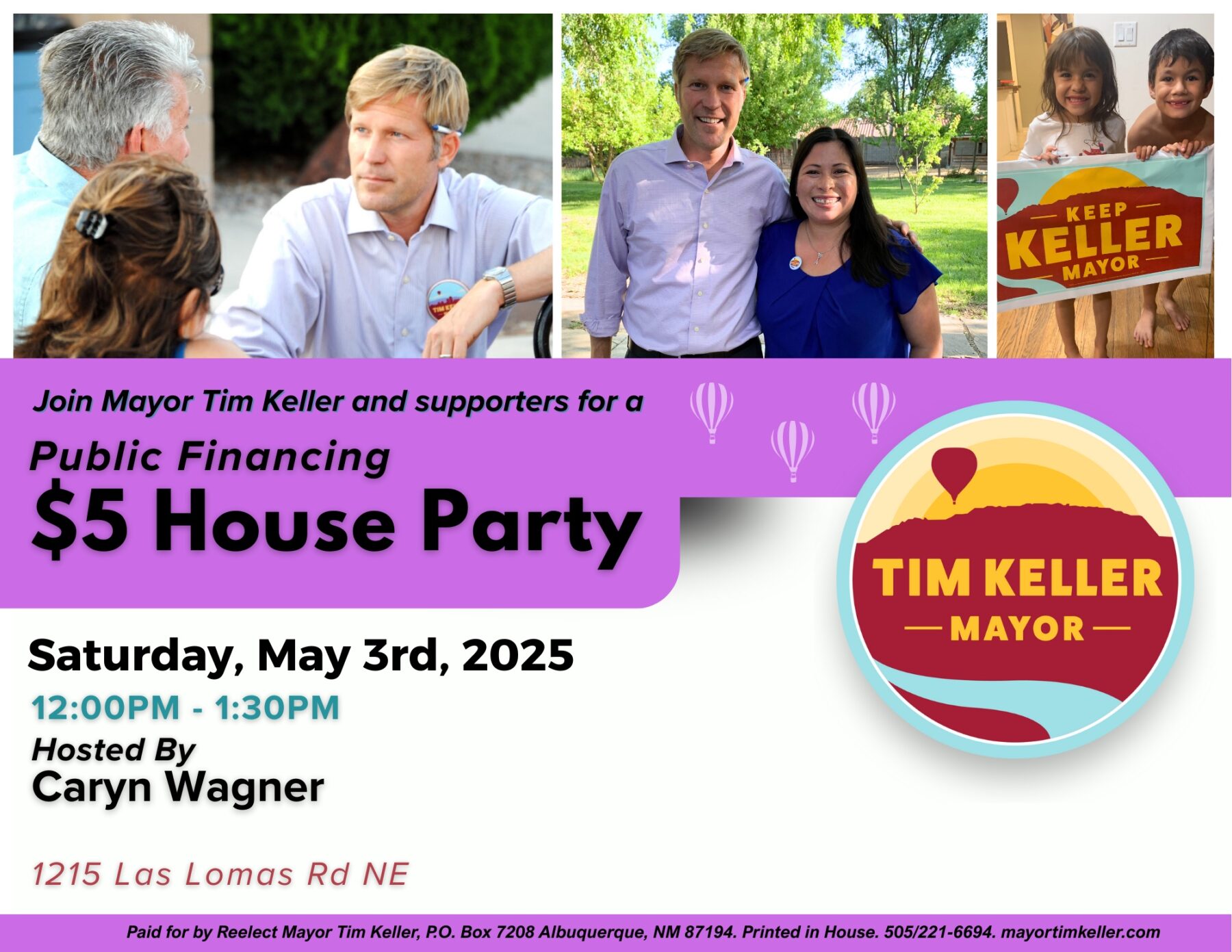 Tim Keller’s $5 House Party—Join us in NE ABQ!