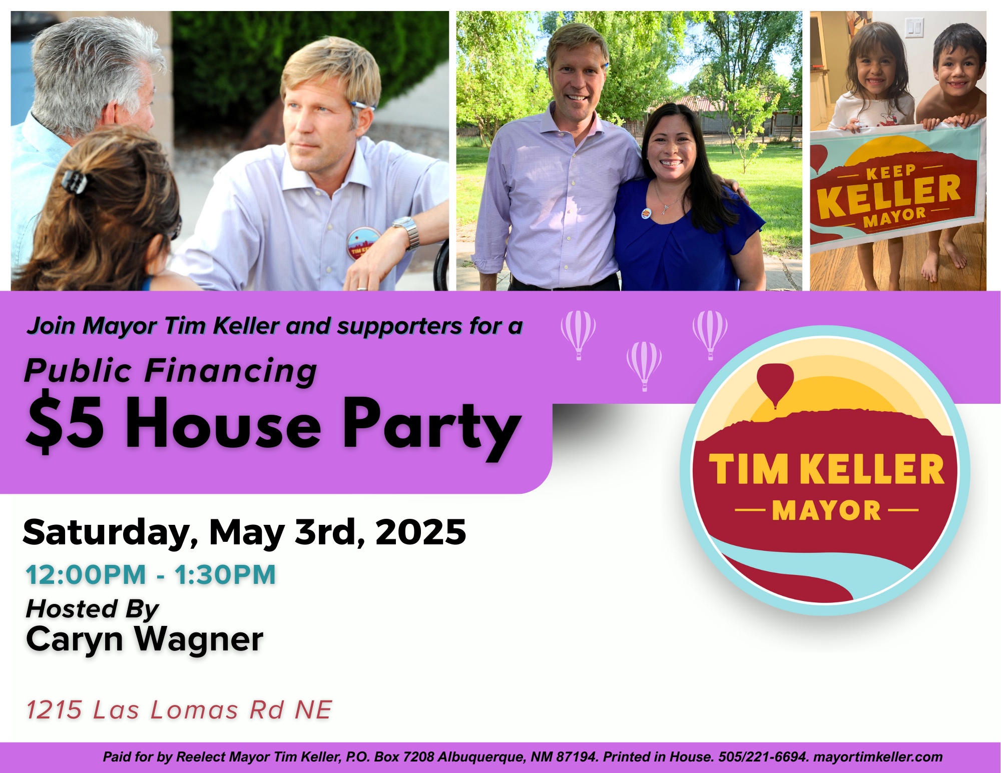 Tim Keller’s $5 House Party—Join us in NE ABQ!