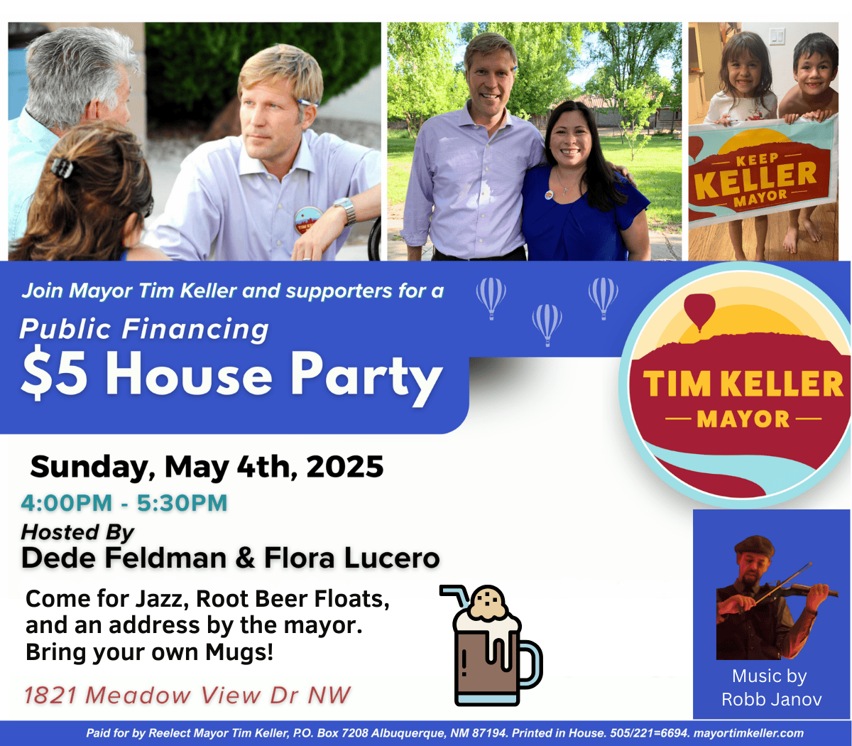 It’s a $5 House Party for Mayor Keller—come by!