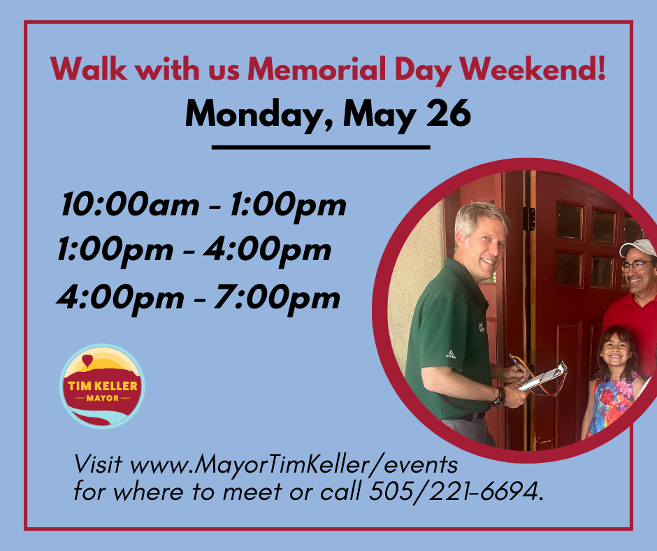 No Days Off: Walk with the Keller Campaign on Mon. May 26!