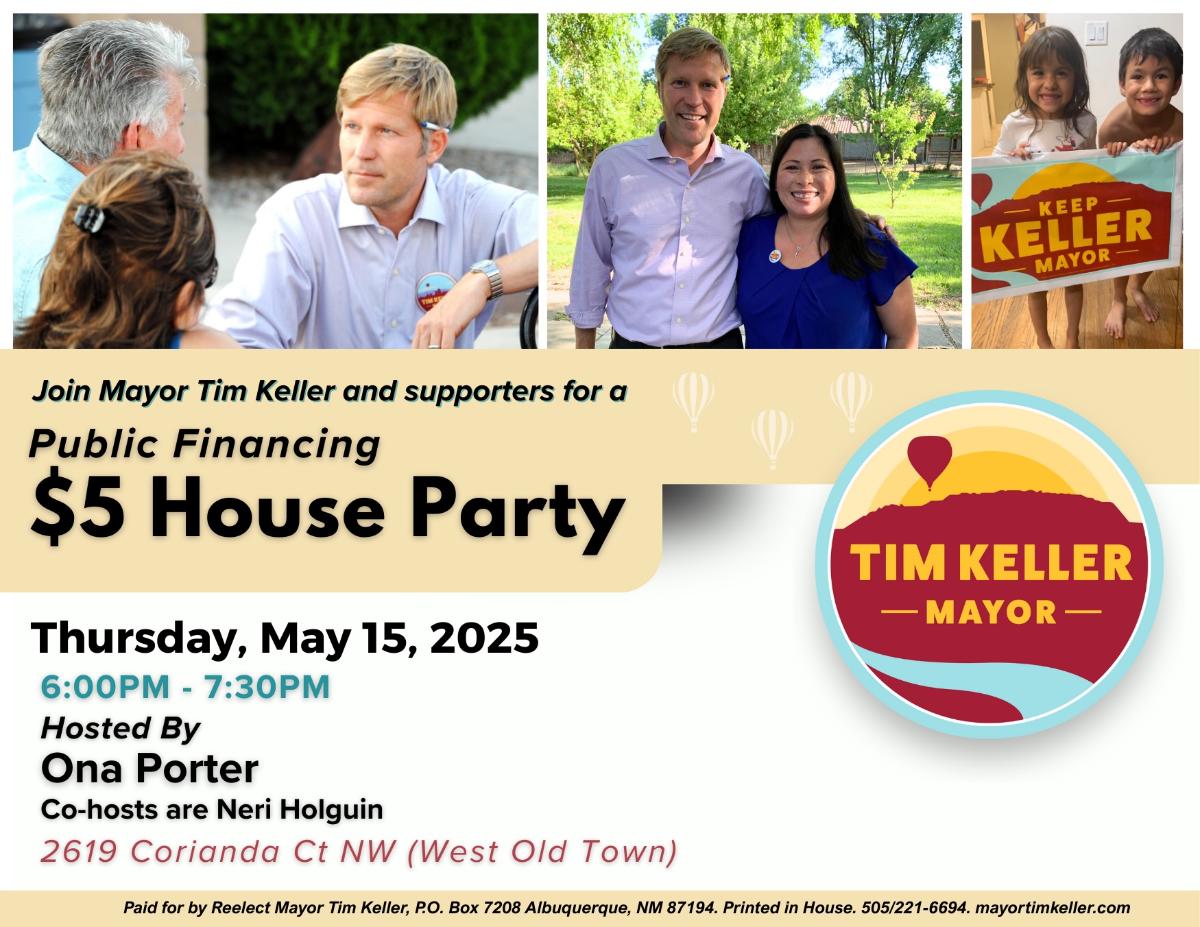 Hear Keller's Vision, and Chip in $5—Join a House Party!