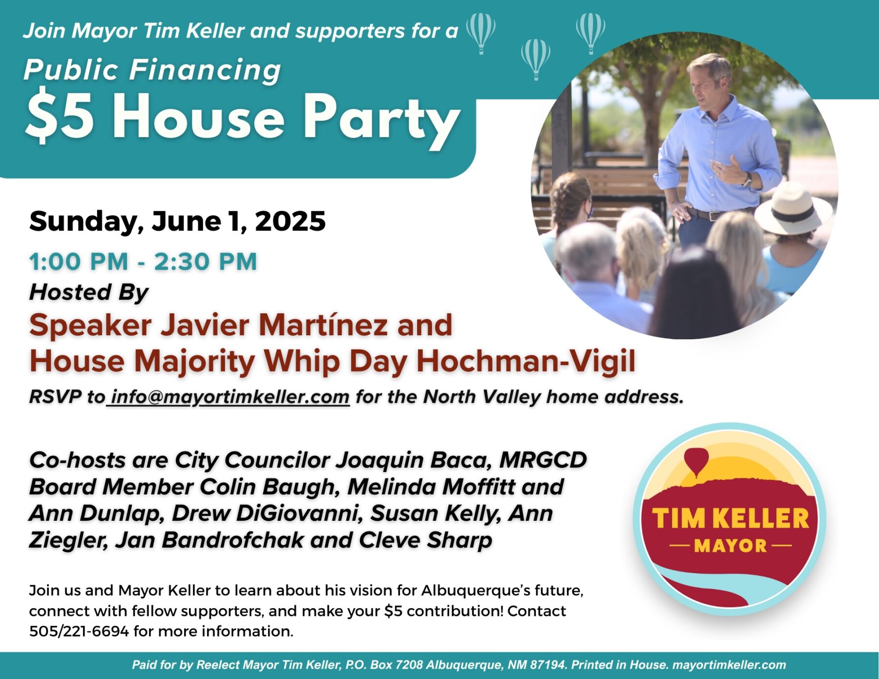 To the North Valley for Mayor Keller—bring $5!