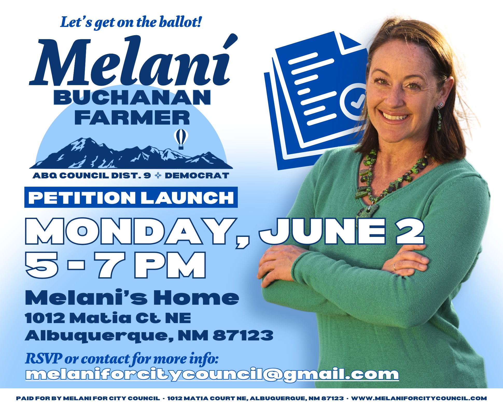 Let’s Get on the Ballot: Petition Launch for Melani!