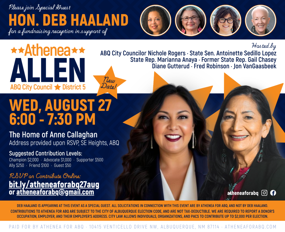 Aug 27 Fundraiser for Athenea Allen with Deb Haaland