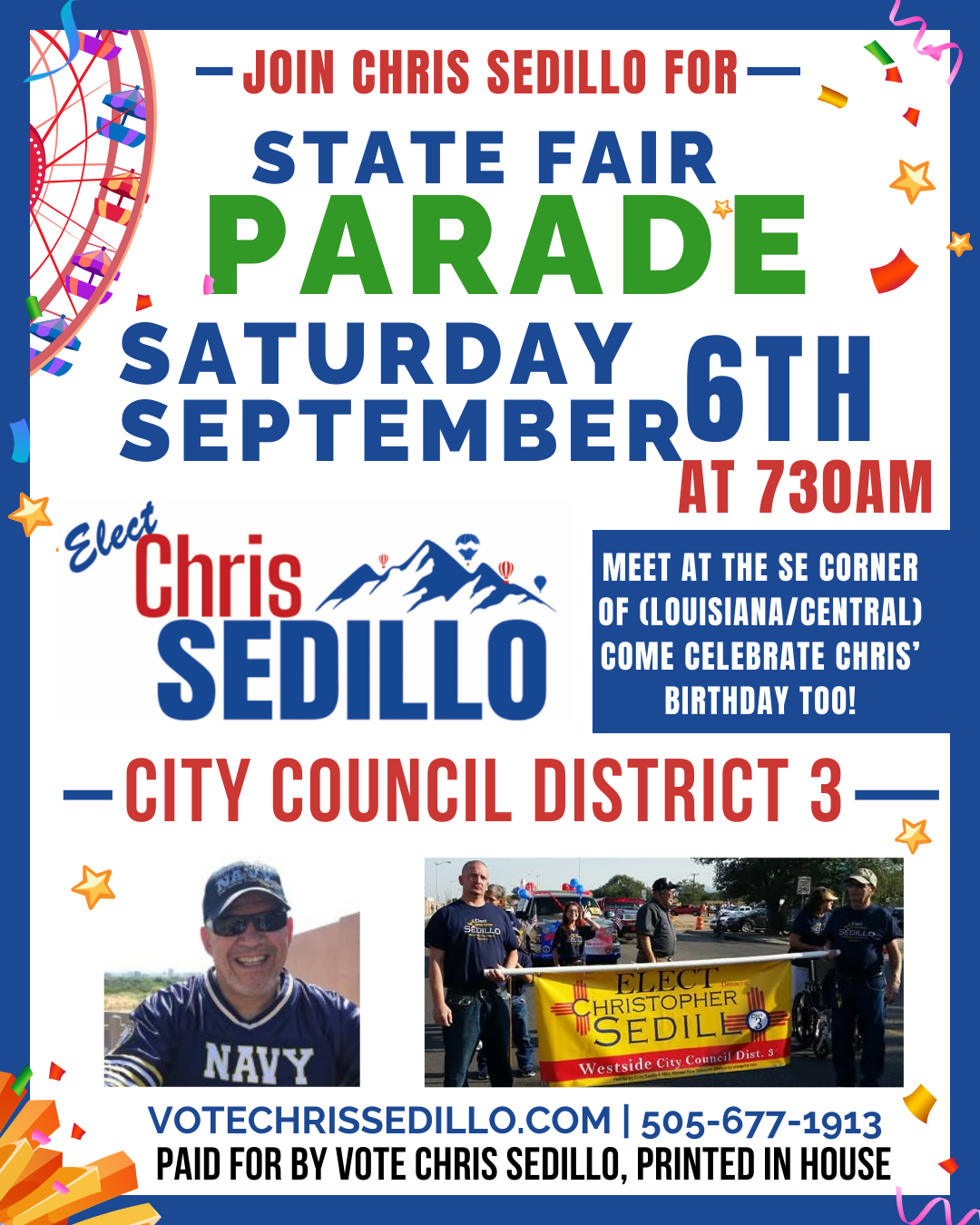 Join Candidate Chris Sedillo for NM State Fair Parade