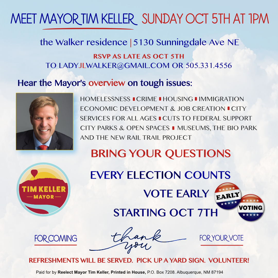 Meet Mayor Tim Keller Oct 5th at 1pm