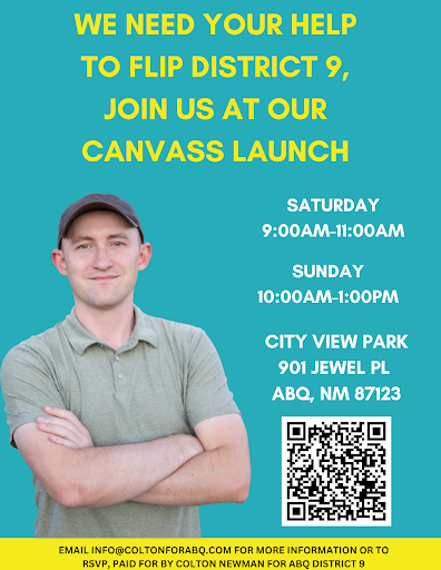 Canvass Launch for Colton Newman, ABQ District 9