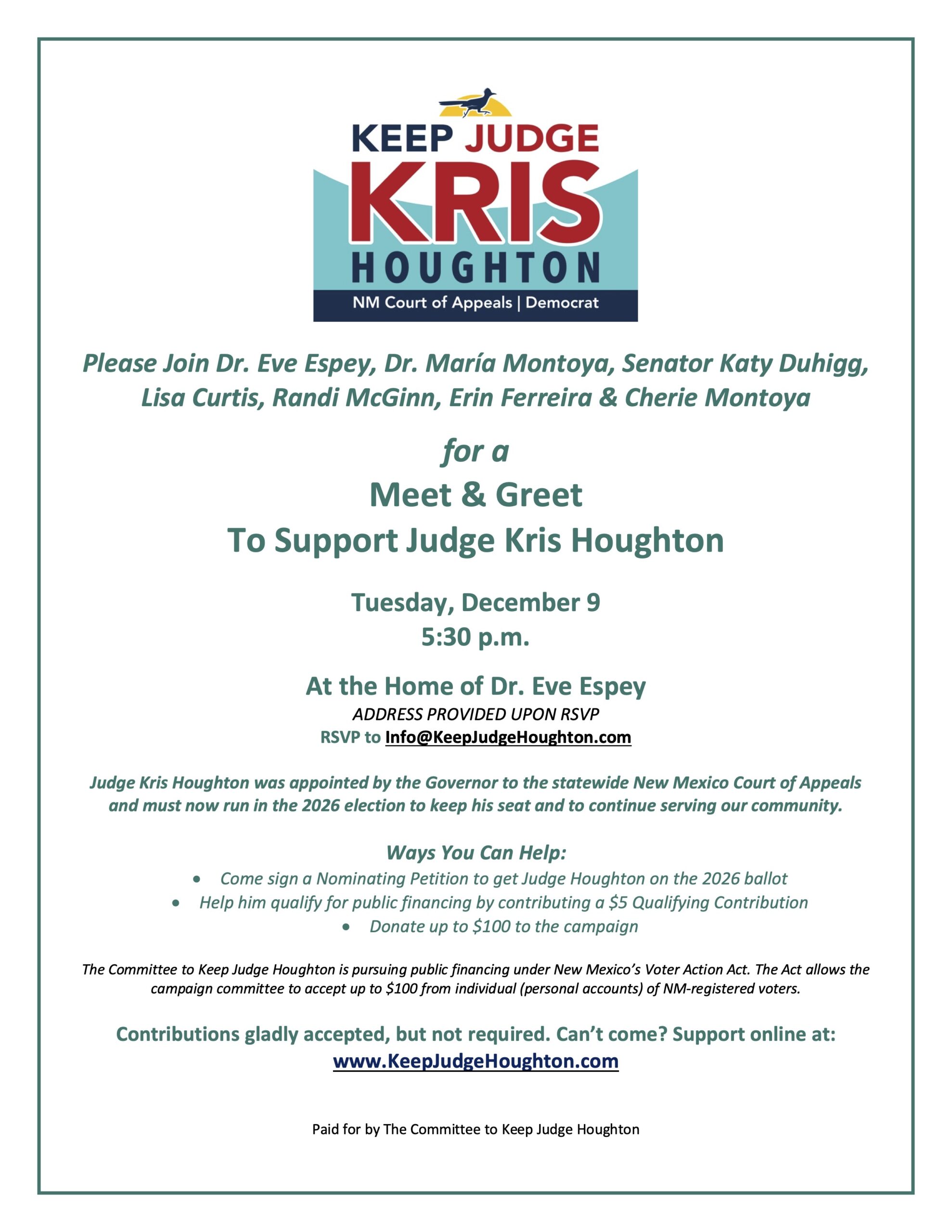 Meet & Greet To Support Judge Kris Houghton