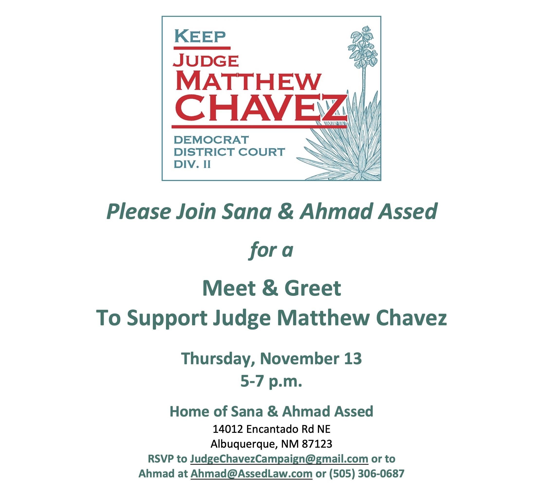 Meet & Greet To Support Judge Matthew Chavez