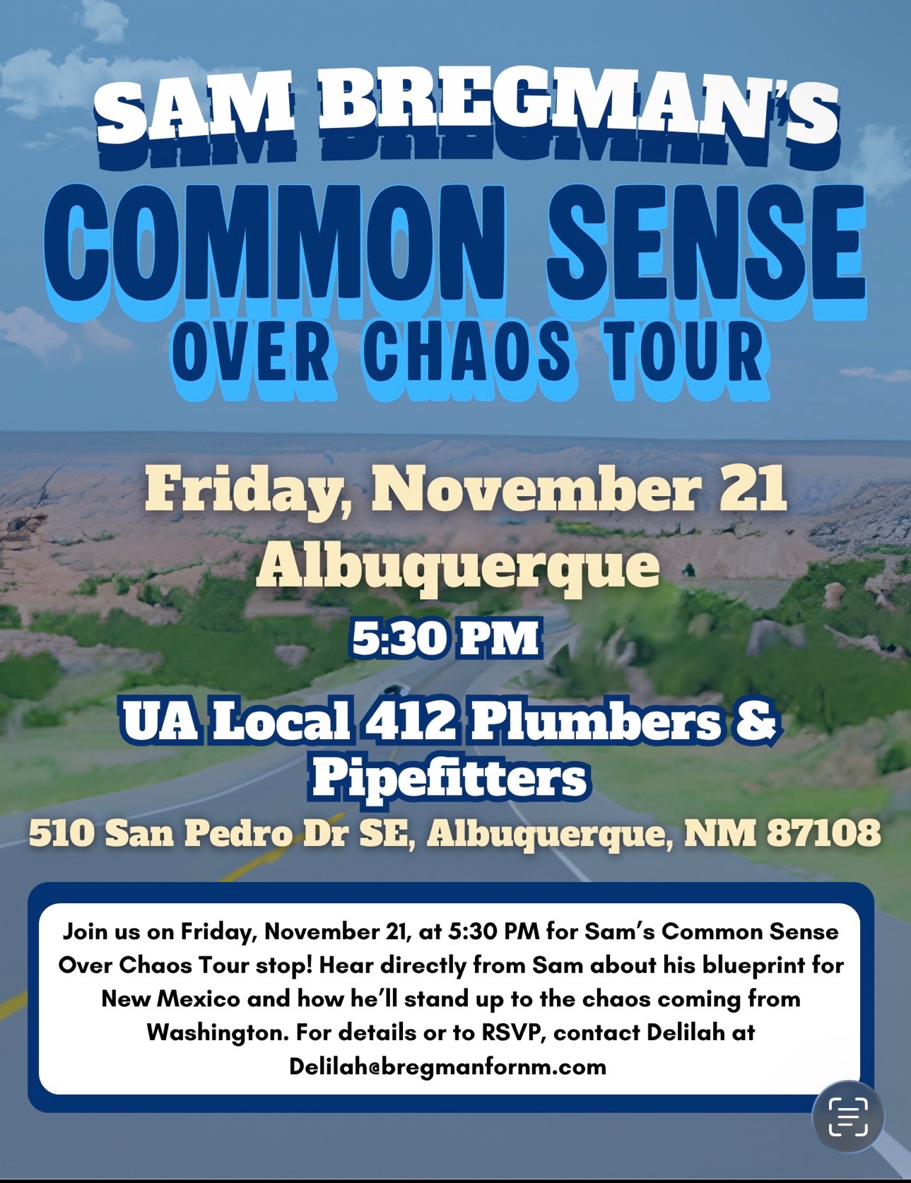 Sam Bregman's Common Sense Over Chaos Tour